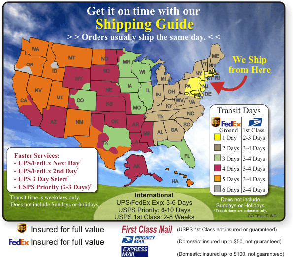 UPS and USPS Shipping Map and Times